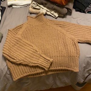 H&M turtleneck brown woven sweater